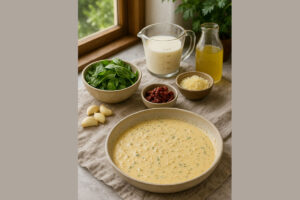 Seared chicken in skillet for Tuscan chicken recipe